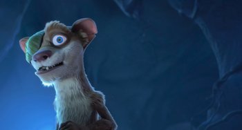Movie still from “Ice Age: Dawn of the Dinosaurs” (2009), directed by Michael Thurmeier – An animal with a long nose and a long tail; Close Up shot, Low angle