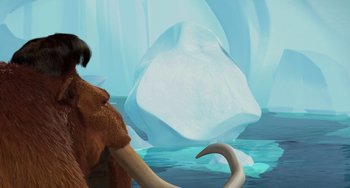 Movie still from “Ice Age: The Meltdown” (2006), directed by Carlos Saldanha – An ice age scene with an ice age scene with an ice age scene with an ice age scene with an ice age scene with an ice age scene; Medium shot, Low angle