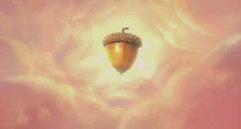Movie still from “Ice Age: The Meltdown” (2006), directed by Carlos Saldanha – An image of an acorn floating in the sky; Extreme Wide shot, Low angle