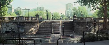 A view of stairs leading up to a building