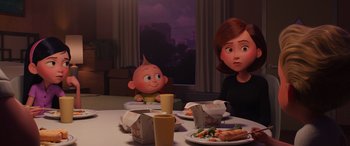Movie still from “Incredibles 2” (2018), directed by Brad Bird – Medium shot, Over the shoulder angle