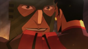 Movie still from “Injustice” (2021), directed by Matt Peters – A person's face in a video game; Extreme Close Up shot, Over the shoulder angle