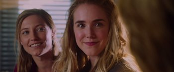 Movie still from “Insidious: The Last Key” (2018), directed by Adam Robitel – A person with blonde hair; Close Up shot, Over the shoulder angle