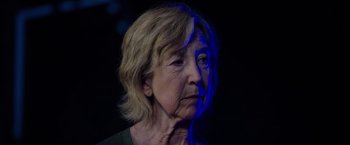 Movie still from “Insidious: The Last Key” (2018), directed by Adam Robitel – An older woman is looking at the camera; Close Up shot, Low angle