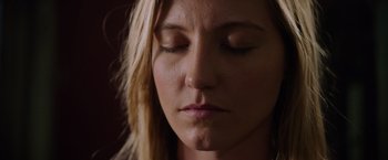Movie still from “Insidious: The Last Key” (2018), directed by Adam Robitel – A woman's face with her eyes closed; Close Up shot, Low angle
