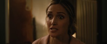 Movie still from “Insidious: The Red Door” (2023), directed by Patrick Wilson – A person with her eyes wide open; Close Up shot, Over the shoulder angle