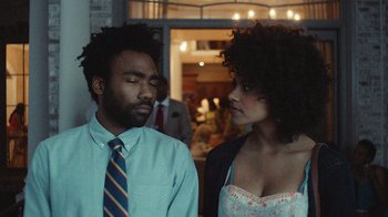 Movie still from “Atlanta” (2016), created by Donald Glover – Close Up shot, Over the shoulder angle
