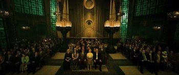 Movie still from “Ip Man 2” (2010), directed by Wilson Yip – A large group of people in a large church; Wide shot, Low angle