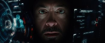 Movie still from “Iron Man 3” (2013), directed by Shane Black – Close Up shot, Overhead angle