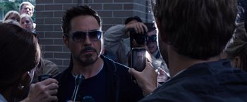 Movie still from “Iron Man 3” (2013), directed by Shane Black – Close Up shot, Over the shoulder angle