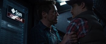 Movie still from “Iron Man 3” (2013), directed by Shane Black – Close Up shot, Over the shoulder angle