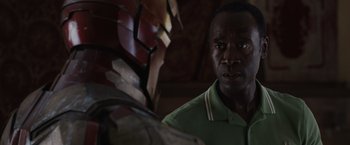 Movie still from “Iron Man 3” (2013), directed by Shane Black – Close Up shot, Over the shoulder angle