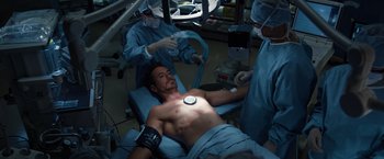 Movie still from “Iron Man 3” (2013), directed by Shane Black – Medium shot, Overhead angle