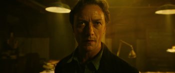 Movie still from “It Chapter Two” (2019), directed by Andy Muschietti – A person wearing a jacket; Close Up shot, Low angle