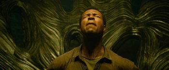 Movie still from “It Chapter Two” (2019), directed by Andy Muschietti – A person looking up at the ceiling; Close Up shot, Overhead angle