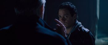 Movie still from “Jack Reacher” (2012), directed by Christopher McQuarrie – A man looking at himself in the mirror; Close Up shot, Over the shoulder angle