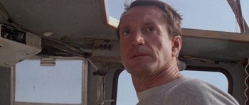 Movie still from “Jaws 2” (1978), directed by Jeannot Szwarc – A person looking at the camera; Close Up shot, Low angle