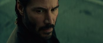 Movie still from “John Wick” (2014), directed by Chad Stahelski – A person with a beard; Close Up shot, Low angle