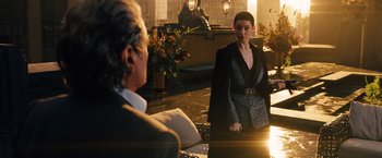 Movie still from “John Wick: Chapter 3 - Parabellum” (2019), directed by Chad Stahelski – A man and a woman are standing in front of each other; Medium shot, Over the shoulder angle