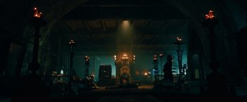 Movie still from “John Wick: Chapter 3 - Parabellum” (2019), directed by Chad Stahelski – A room filled with lots of lights and a lot of lights; Extreme Wide shot, Low angle