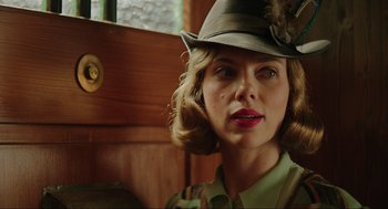 Movie still from “Jojo Rabbit” (2019), directed by Taika Waititi – A person wearing a hat; Close Up shot, Low angle