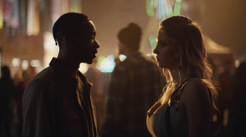 Movie still from “Euphoria” (2019), created by Sam Levinson – A man and a woman talking to each other; Close Up shot, Low angle
