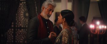 Movie still from “Khufiya” (2023), directed by Vishal Bhardwaj – A man and a woman standing next to each other; Medium shot, Over the shoulder angle