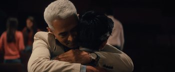 Movie still from “Khufiya” (2023), directed by Vishal Bhardwaj – Two people hugging each other in a room; Close Up shot, Over the shoulder angle