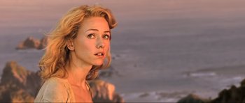 Movie still from “King Kong” (2005), directed by Peter Jackson – A beautiful blond woman looking off into the distance; Close Up shot, Over the shoulder angle