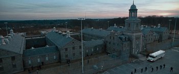 Movie still from “Law Abiding Citizen” (2009), directed by F. Gary Gray – An aerial view of an old jail building; Extreme Wide shot, High angle