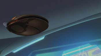 Movie still from “Legion of Super-Heroes” (2023), directed by Jeff Wamester – A ceiling fan is hanging from the ceiling of a room; Extreme Close Up shot, Overhead angle
