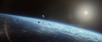 Movie still from “Life” (2017), directed by Daniel Espinosa – An image of an earth from space taken from a space station; Extreme Wide shot, Overhead angle