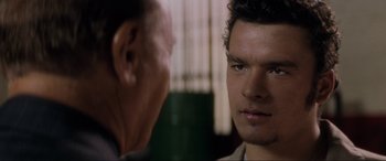 Movie still from “Lost Highway” (1997), directed by David Lynch – A man and a man looking into each other's eyes; Close Up shot, Over the shoulder angle