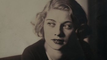 Movie still from “Lucy and Desi” (2022), directed by Amy Poehler – An old black and white photo of a woman; Close Up shot, Low angle