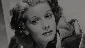 Movie still from “Lucy and Desi” (2022), directed by Amy Poehler – An old black and white photo of a beautiful woman; Close Up shot, Low angle