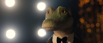 Movie still from “Lyle, Lyle, Crocodile” (2022), directed by Will Speck – The head and neck of an alligator; Extreme Close Up shot, Low angle