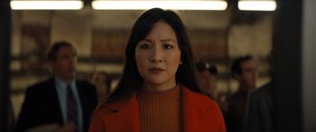 Movie still from “Lyle, Lyle, Crocodile” (2022), directed by Will Speck – A person with long hair wearing a red jacket; Close Up shot, Low angle