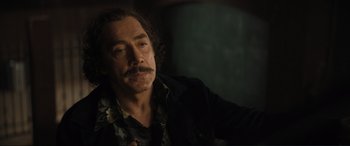 Movie still from “Lyle, Lyle, Crocodile” (2022), directed by Will Speck – A person with a mustache; Close Up shot, Low angle