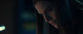 Movie still from “M3GAN” (2022), directed by Gerard Johnstone – A person with long hair; Close Up shot, Low angle