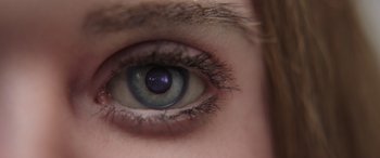 Movie still from “M3GAN” (2022), directed by Gerard Johnstone – A person's blue eye; Extreme Close Up shot, High angle