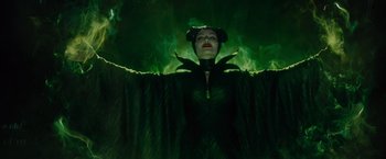 Movie still from “Maleficent” (2014), directed by Robert Stromberg – Maleficent in a dark room; Medium shot, Low angle