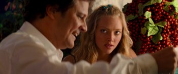 Movie still from “Mamma Mia!” (2008), directed by Phyllida Lloyd – A man and a woman looking at each other; Close Up shot, Over the shoulder angle