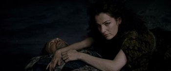 Movie still from “Man of Steel” (2013), directed by Zack Snyder – A man and a woman laying on a bed; Close Up shot, Overhead angle