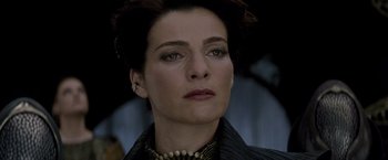 Movie still from “Man of Steel” (2013), directed by Zack Snyder – A person wearing a jacket; Close Up shot, Low angle