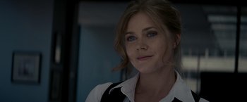 Movie still from “Man of Steel” (2013), directed by Zack Snyder – A person with blue eyes; Close Up shot, Over the shoulder angle