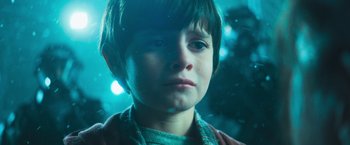 Movie still from “Maze Runner: The Scorch Trials” (2015), directed by Wes Ball – A young boy is looking into the distance; Close Up shot, Low angle