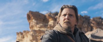 Movie still from “Maze Runner: The Scorch Trials” (2015), directed by Wes Ball – A person wearing a jacket; Close Up shot, Low angle