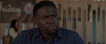 Movie still from “Me Time” (2022), directed by John Hamburg – A person wearing a shirt; Close Up shot, Over the shoulder angle