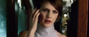 Movie still from “Minority Report” (2002), directed by Steven Spielberg – A person talking on a cell phone; Close Up shot, Low angle