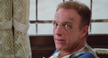 Movie still from “Misery” (1990), directed by Rob Reiner – A person looking at the camera; Close Up shot, Low angle